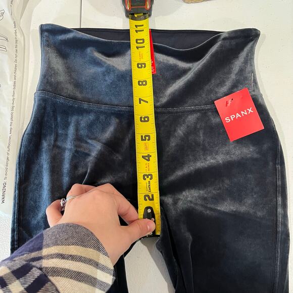 New! Spanx Navy Blue Velvet Velour Skinny Leggings Womens Size Small - Picture 7 of 8